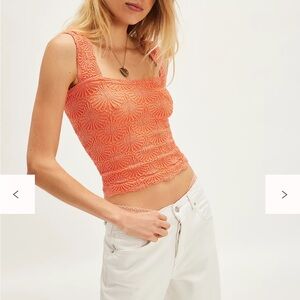 Free People Textured Pink Sleeveless Top- super stretchy!